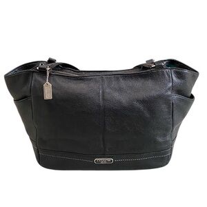 Coach Park Carrie black pebbled leather shoulder bag
